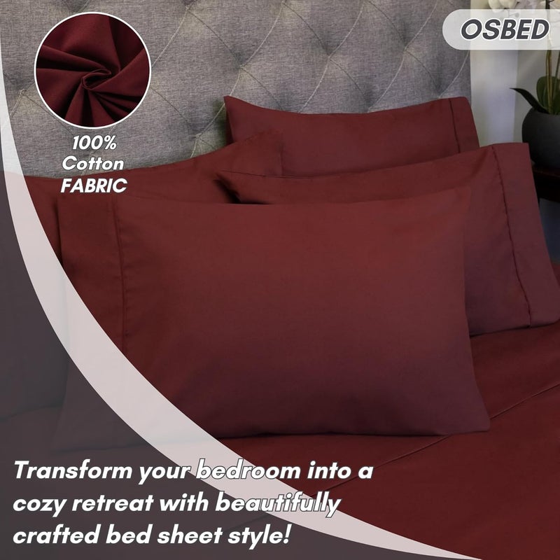 OSBED Premium 6 Piece King Size Bed Sheet Set - Burgundy - Image 4