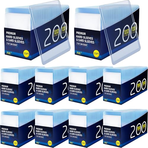 PJU 2000 Hard Plastic Card Sleeves Premium Baseball Card Protectors 3x 4 Trading Cards Sleeves Sports Game Cards Holder Top Cases 1000 Hard Sleeve 1000 Soft Sleeve - Image 1