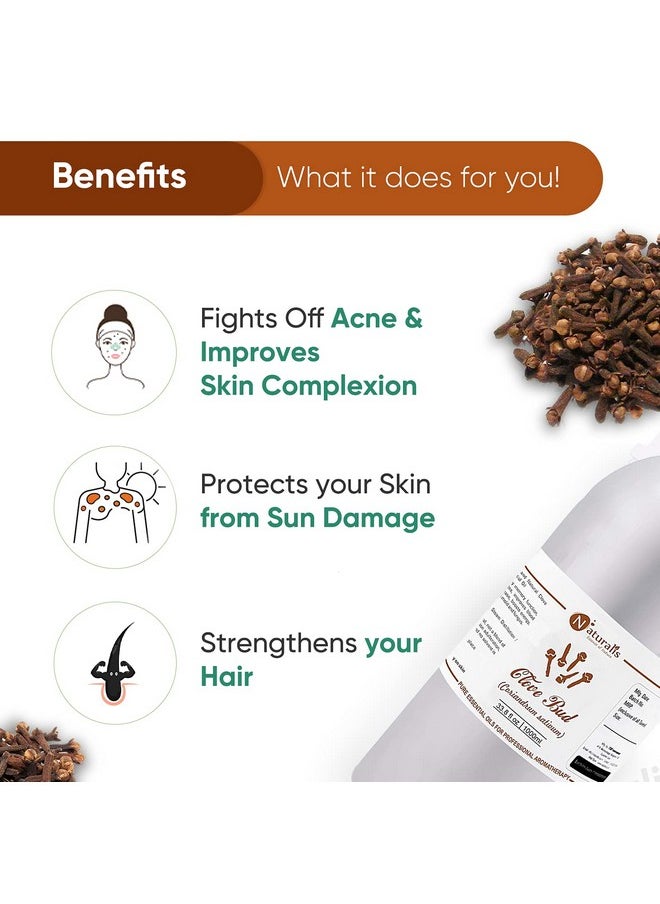 Naturalis Essence Of Nature Clove Leaf Essential Oil Therapeutic Grade For Seaming, Massage, Mehndi, Hair And Teeth And Gum - 1000Ml  - Image 3