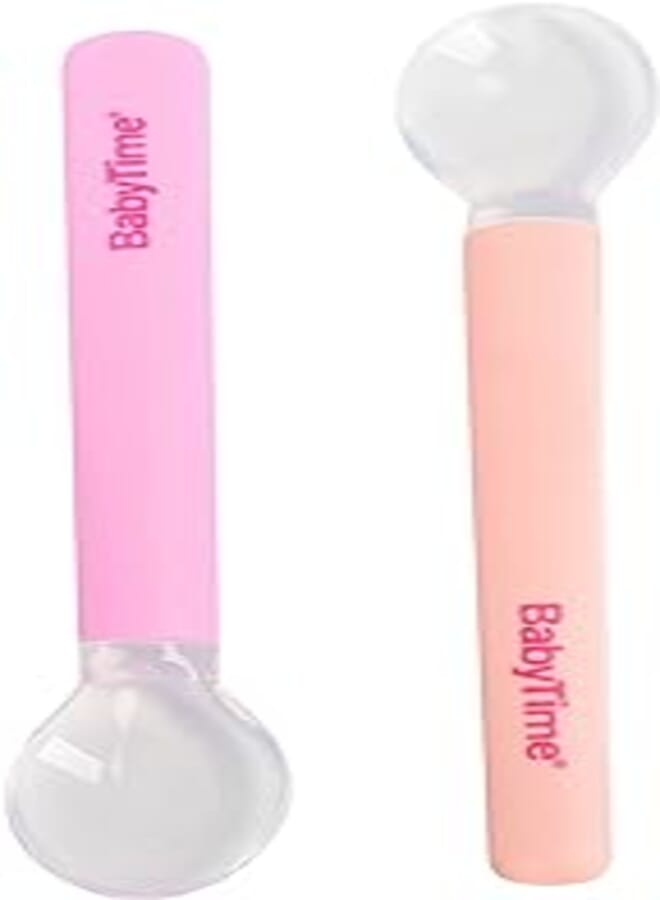 Baby Time Baby Accessories BT113 Silicone Feeding Spoon 2 Pcs pink -fuchia 1.0 Piece