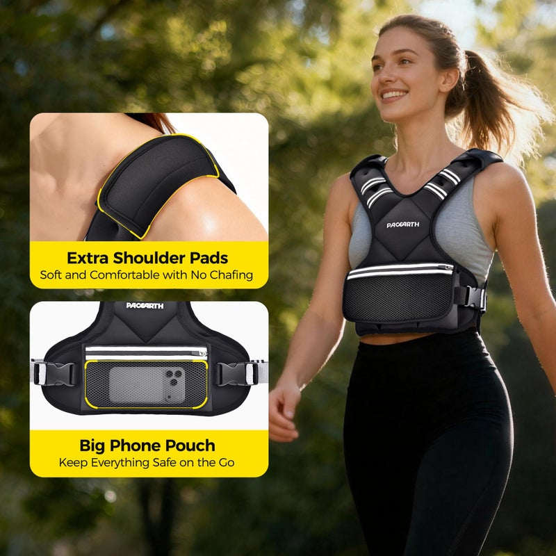PACEARTH Adjustable Weighted Vest PACEARTH Ironsand Weight Vest with Six 1-Pound Adjustable Weights, 4-10 lbs Total, Big Zipper Pouch, Home Workout Weight Vest for Men and Women in Cardio and Strength Training - Image 5