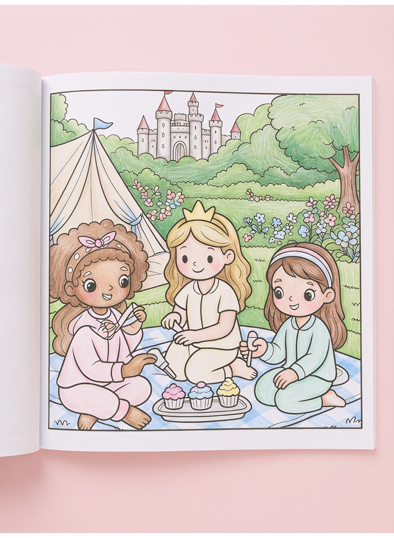 كتاب تلوين حفلة بيجامة الأميرات اللطيف - مشاهد مبيت ممتعة ووحيد القرن بخطوط عريضة، 24 صفحة بجهة واحدة (20x20 سم) - Image 4