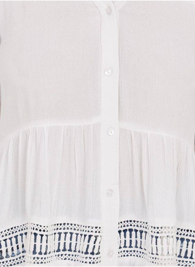 Styli - Crinkle Cut Out Detail Collared Neck Boxy Fit Tunic - Image 1