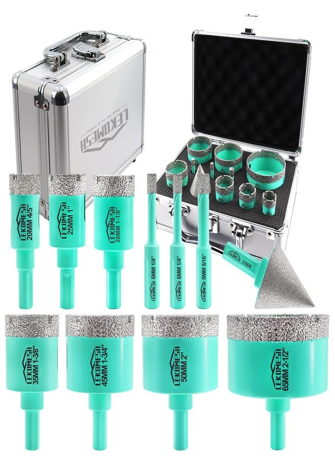 LEKOMESH Diamond Core Drill Bits Set 11pcs Tile Hole Saw Kit Triangle Shank(6/6/8/20/25/28/35/45/50/65mm/35mm diamond chamfer bits) - Image 1