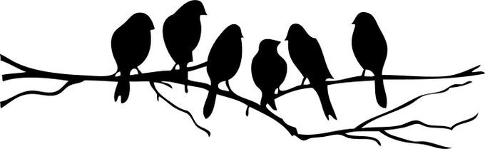 BLACK 22 X 7 BIRD TREE BRANCH ART HOME MURAL DCOR