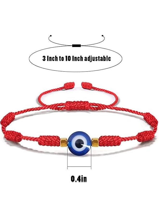 Generic 2 pieces of evil eye bracelet 7 knot lucky bracelet adjustable rope amulet, suitable for women men teenagers boys girls - black, no gems  - Image 2