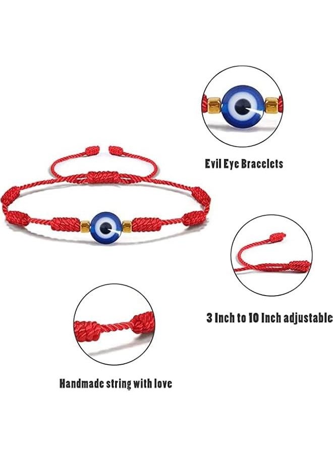 Generic 2 pieces of evil eye bracelet 7 knot lucky bracelet adjustable rope amulet, suitable for women men teenagers boys girls - black, no gems  - Image 3