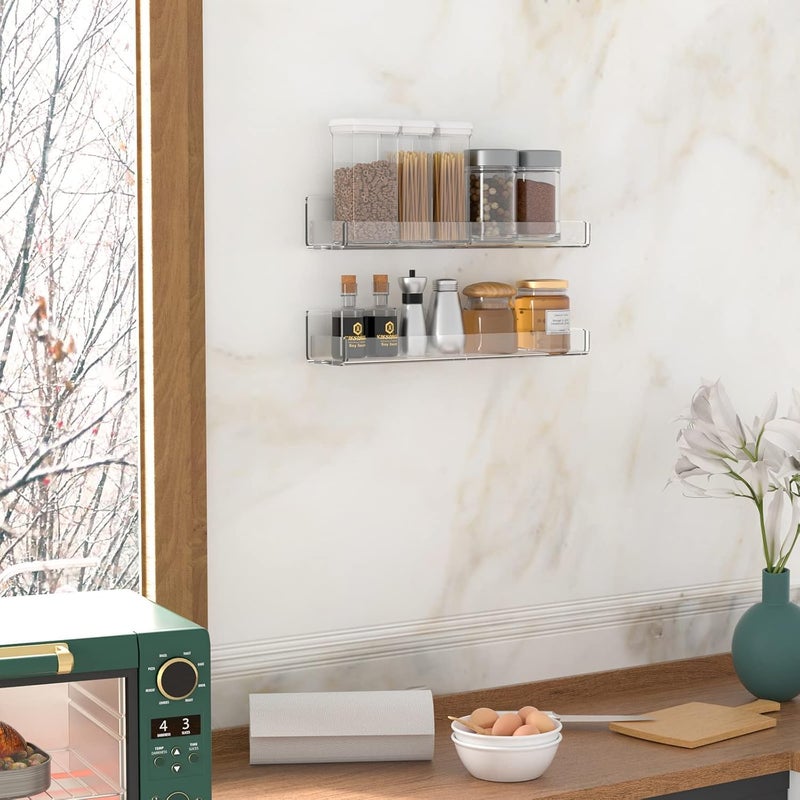 Al Raied ARS® Acrylic Spice Rack Wall Mount - 2 Pack Hanging Spice Shelf for Kitchen Organization - Image 5