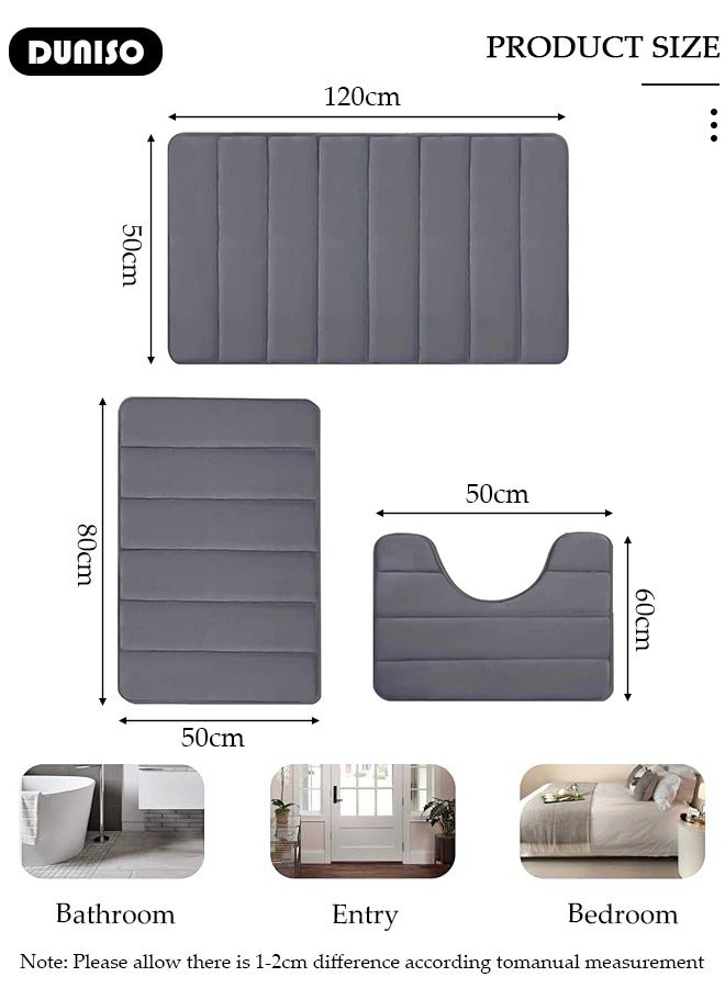 DUNISO 3 Piece Bathroom Rug Set Includes Bath Rug, Contour Mat, Super Soft Water Absorbent & Non-Slip Bath Mats for Bathroom Floor, Tub and Shower Room, Machine Washable  - Image 4