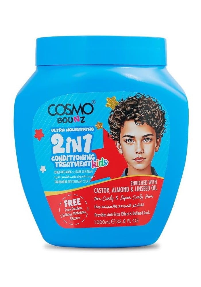 Cosmo Bounz Ultra Nourishing 2 In 1 Conditioning Treatment for Kids - 1000ml - Image 1