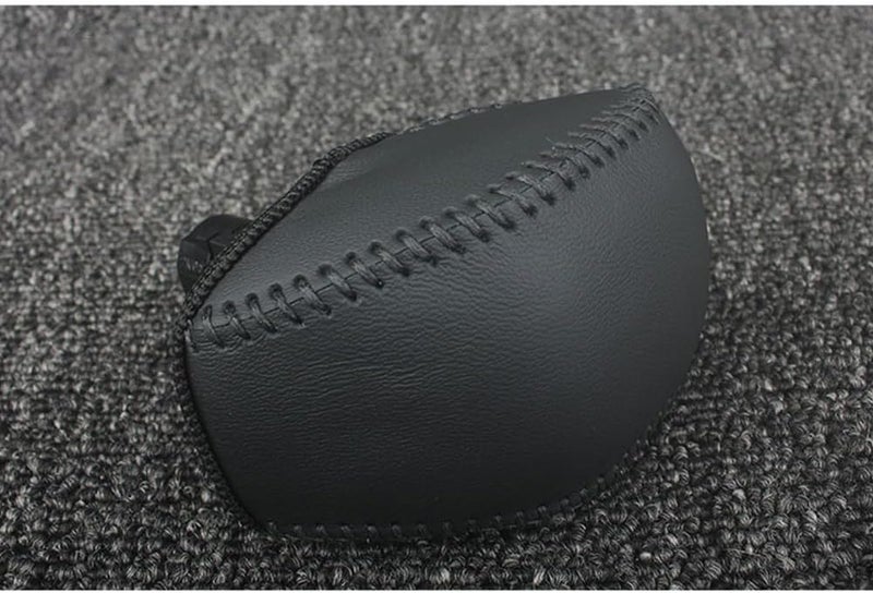 Genuine Leather Gear Shift Knob Cover Trim Protector Cap for Toyota 2019-2021 2022 2023 2024 2025 RAV4 2020-2025 Highlander 2024 2025 Grand Highlander Accessories (1. Black with Black Sewing) - Image 3