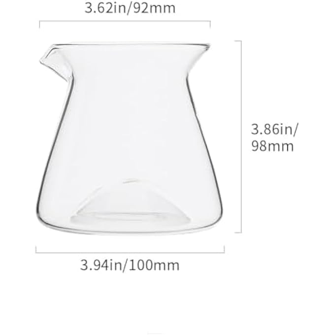 ريحني خادم القهوة الزجاجي 300 مل قاريق القهوة الزجاجي على شكل صب فوق الخادم قهوة صانع إبريق القهوة المقاوم للحرارة شفاف - Image 3