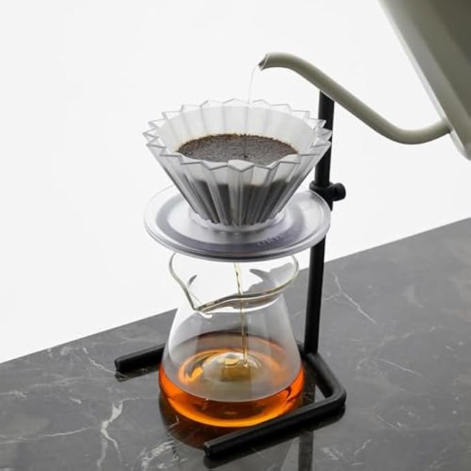 ريحني خادم القهوة الزجاجي 300 مل قاريق القهوة الزجاجي على شكل صب فوق الخادم قهوة صانع إبريق القهوة المقاوم للحرارة شفاف - Image 5