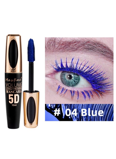 5D Silk Fiber Mascara with Folding Eyelash Comb Brush,Liquid Colored Mascara Lash Extensions,Waterproof, Sweat-proof, Non-blooming, Long and Multi-color Base