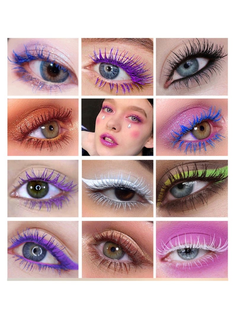5D Silk Fiber Mascara with Folding Eyelash Comb Brush,Liquid Colored Mascara Lash Extensions,Waterproof, Sweat-proof, Non-blooming, Long and Multi-color Base