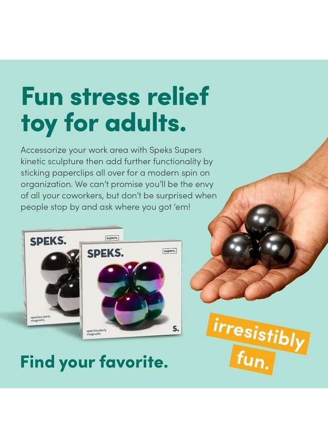 Speks Supers 33Mm Magnets Balls Fidget Toys For Adults Set Of 3 With Display Plate Great Office Desk Decorations And Stress Relief Gifts - Image 4