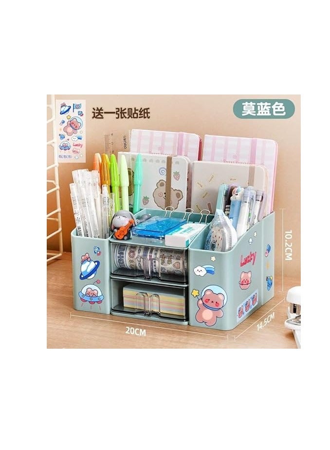 Spaceshoop Makeup Brush Holder organizer with 2 Drawer Makeup Organizers Countertop Large Makeup Organization Skincare Storage for Vanity Desktop Bathroom - Image 2