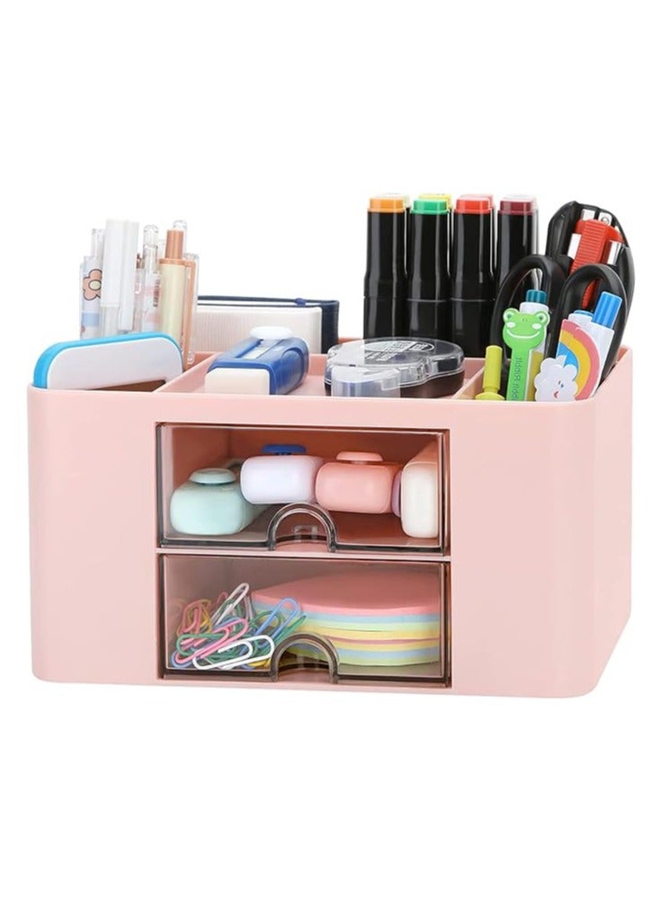 Spaceshoop Makeup Brush Holder organizer with 2 Drawer Makeup Organizers Countertop Large Makeup Organization Skincare Storage for Vanity Desktop Bathroom - Image 1