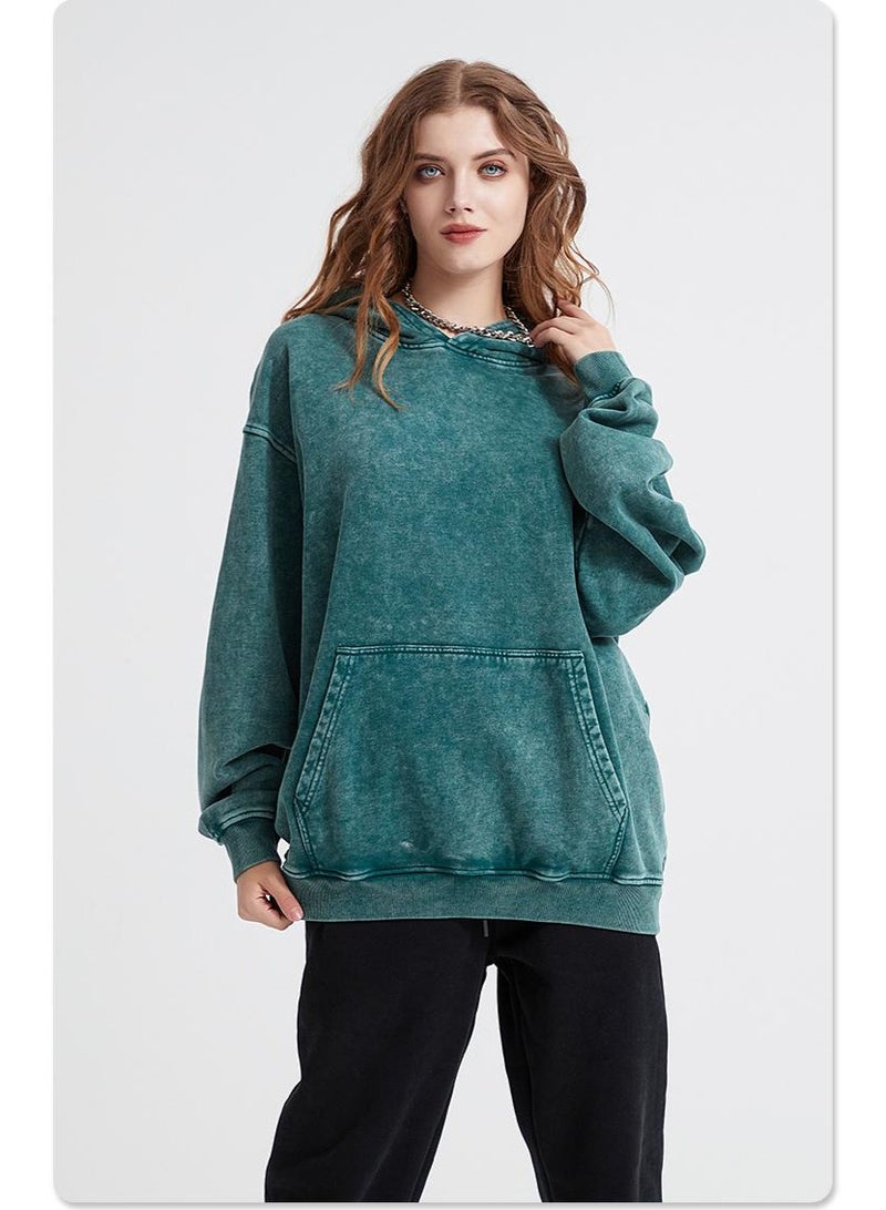 NIBEMINENT American Retro  Sweatshirt for Men and Women Spring and Autumn Washed Vintage  Loose Hooded Jacket - Image 3