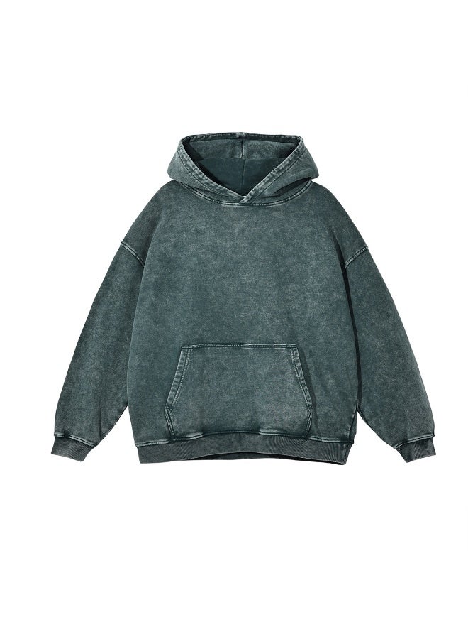 NIBEMINENT American Retro  Sweatshirt for Men and Women Spring and Autumn Washed Vintage  Loose Hooded Jacket - Image 1