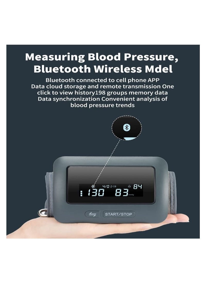 Blood Pressure Monitor, Bluetooth Upper Arm Blood Pressure Monitor Works,LCD Display Large Screen Fully, Automatic Accurate Readings Adjustable bp Cuff, Voice Prompt, Irregular Heartbeat Detection