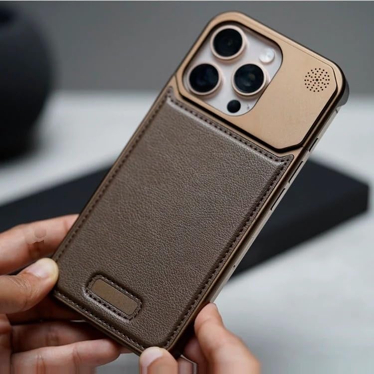 Tech Trendz Premium Metallic AeroFLex Aluminium Leather Case with Aroma Perfume Cover Compatible for iPhone 16 Pro (Desert Titanium) - Image 2