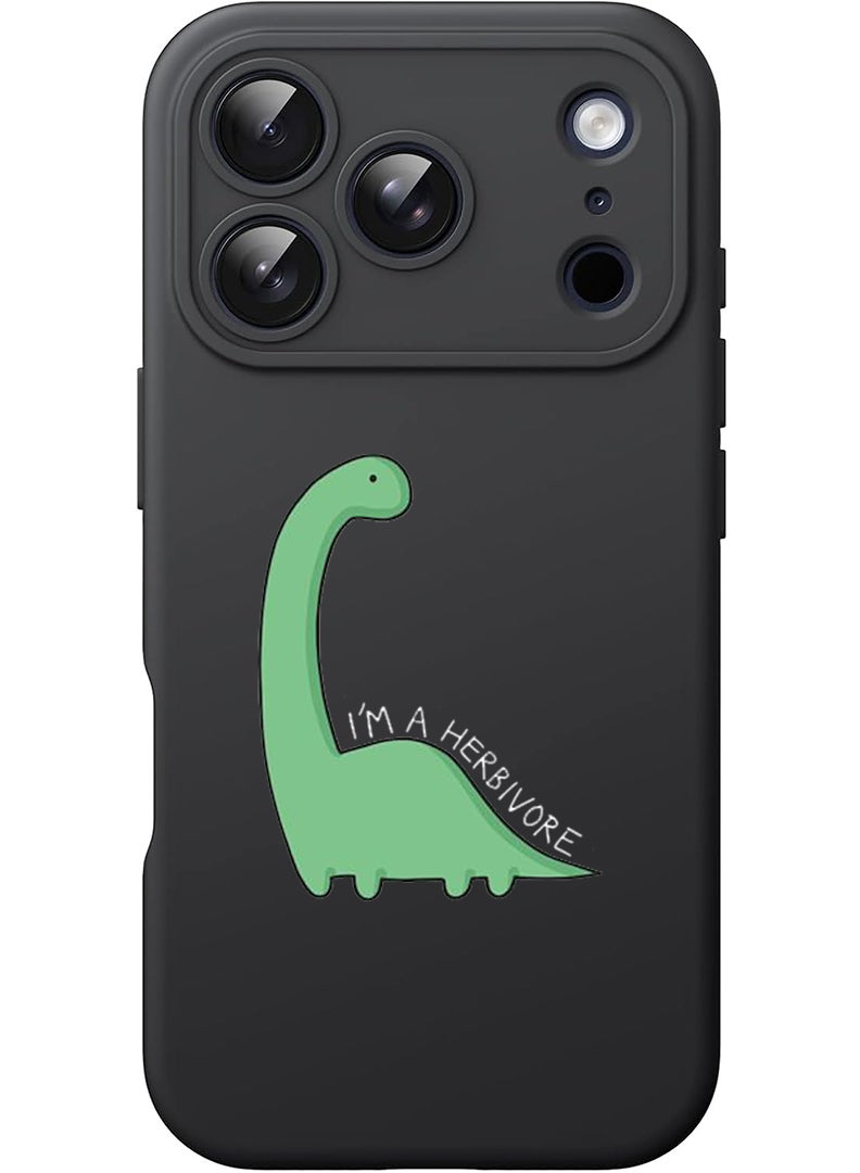 Theodor Protective Slim Fit Case Liquid Silicone Cover with Full Body Protection Anti-Scratch Shockproof Case For Apple iPhone 17 Pro Max (Black) Dino - White - Image 1