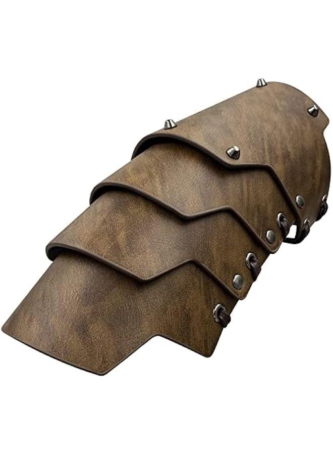 درع ذراع من الجلد الاصطناعي بأربع طبقات، قفازات مرتزقة من العصور الوسطى، واقيات ذراع للرماة من الفرسان للملابس التنكرية - Image 3