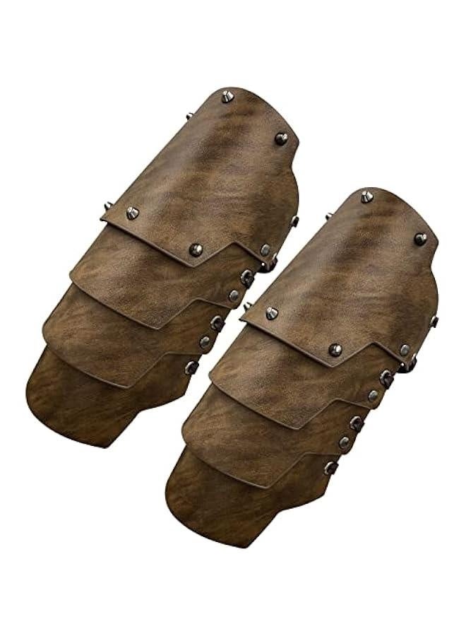 درع ذراع من الجلد الاصطناعي بأربع طبقات، قفازات مرتزقة من العصور الوسطى، واقيات ذراع للرماة من الفرسان للملابس التنكرية - Image 1