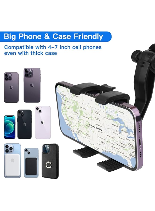 إكسفور حامل هاتف للسيارة بمرآة الرؤية الخلفية يدور 360 درجة، متعدد الوظائف، مسند رأس للمقعد الخلفي للسيارة، حامل هاتف عالمي، متوافق مع جميع الهواتف الذكية - Image 3