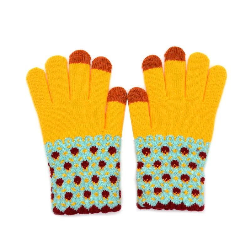 Ralcosuss Winter Touch Screen Gloves for Women Cable Knit Wool Fleece Lined Texting Mittens Gold Weather Warm Sport Glove, Yellow, One size - Image 1