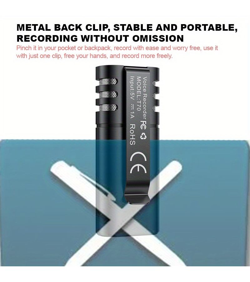 64GB Digital Voice Recorder Noise Canceling Voice Activated Portable Audio Recorder - Image 2