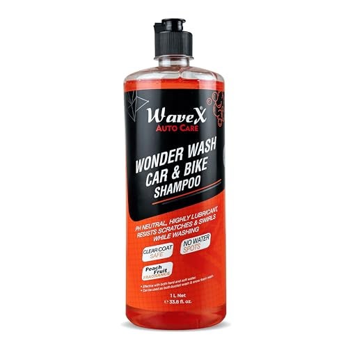 Wavex Wonder Wash Car Shampoo (1L) | Luxurious Car Wash Shampoo, Honey Thick with Super Suds | Car Washing Shampoo with Peach Fragrance, Produces Thick Foam - Image 1