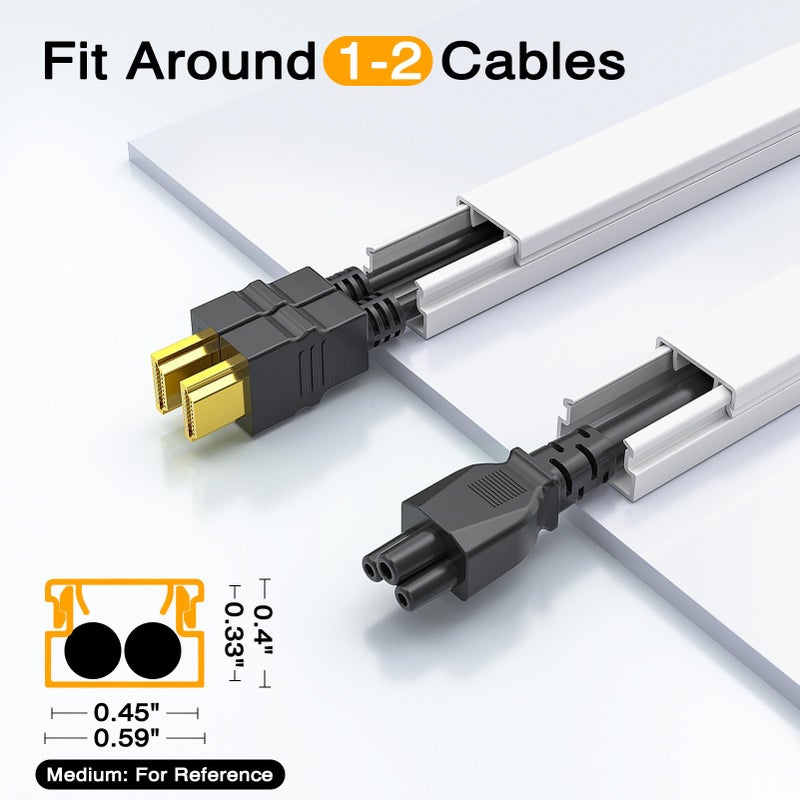 Delamu 157in Cord Covers for Wires on Wall, Cord Hider for 1 Cord, Paintable Cable Hider, Cable Management Wire Covers for Cords, W0.55 H0.4in, White - Image 2
