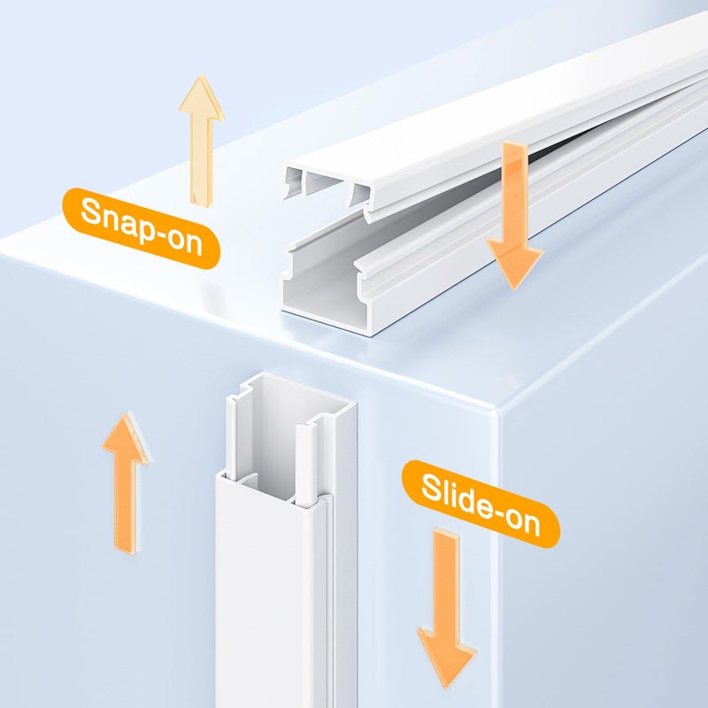 Delamu 157in Cord Covers for Wires on Wall, Cord Hider for 1 Cord, Paintable Cable Hider, Cable Management Wire Covers for Cords, W0.55 H0.4in, White - Image 4