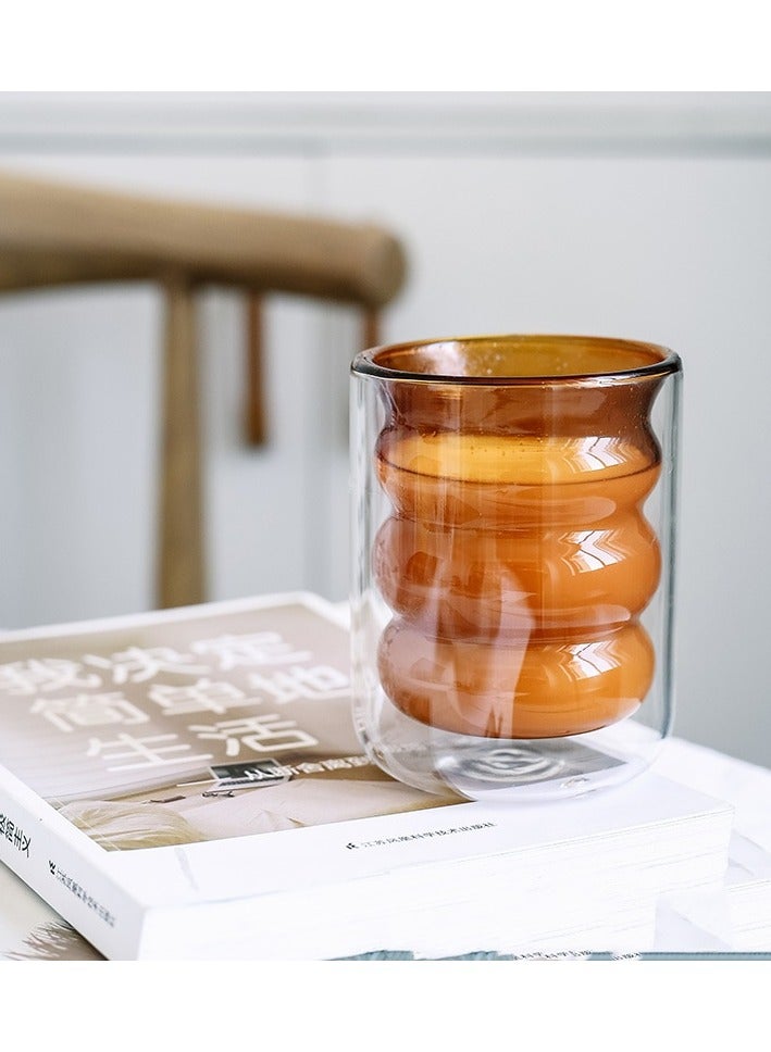 Threaded Double-layer Glass Cup Creative High Borosilicate Glass Milk Coffee Cup Household Insulated Drinking Cup - Image 2