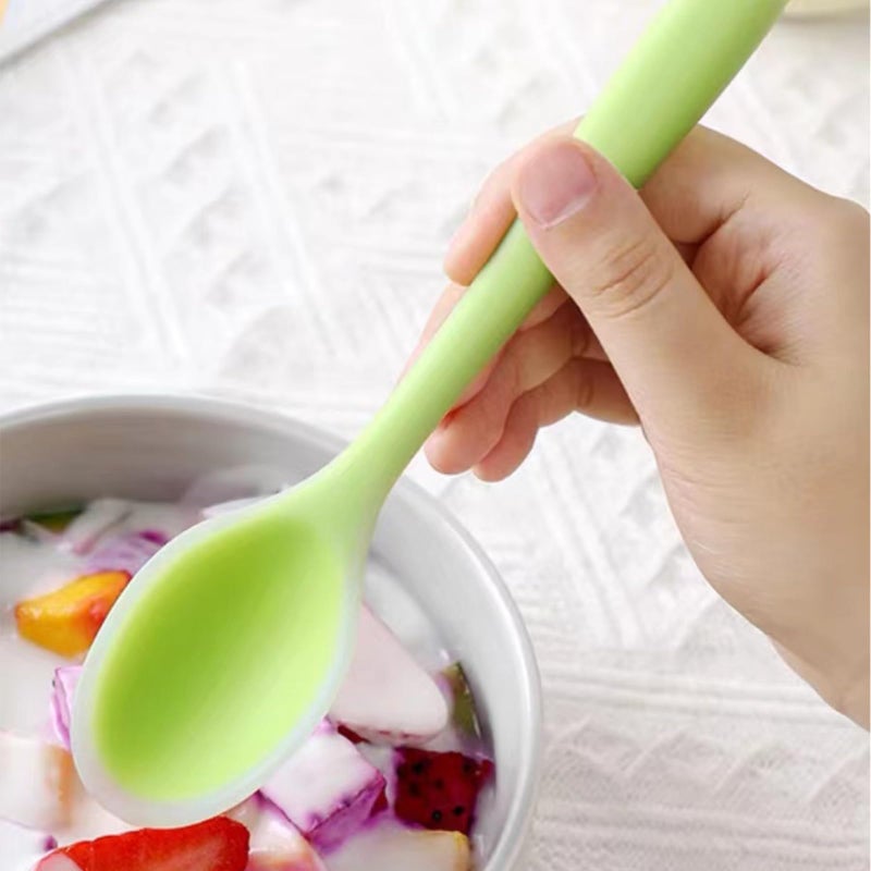 Lilaly 4 Pcs 8 Inch Silicone Spoon Cucharas De Silicona, Para Cocina Mixing Spoons, Cookware Silicone Cooking Spoons Suitable for Cooking Stirring Mixing Tools(Transparent Red, Orange, Purple, Green) - Image 4