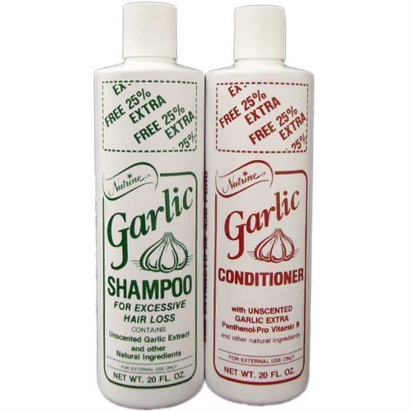Nutrine Garlic Shampoo + Conditioner 20oz Combo Unscented - Image 1