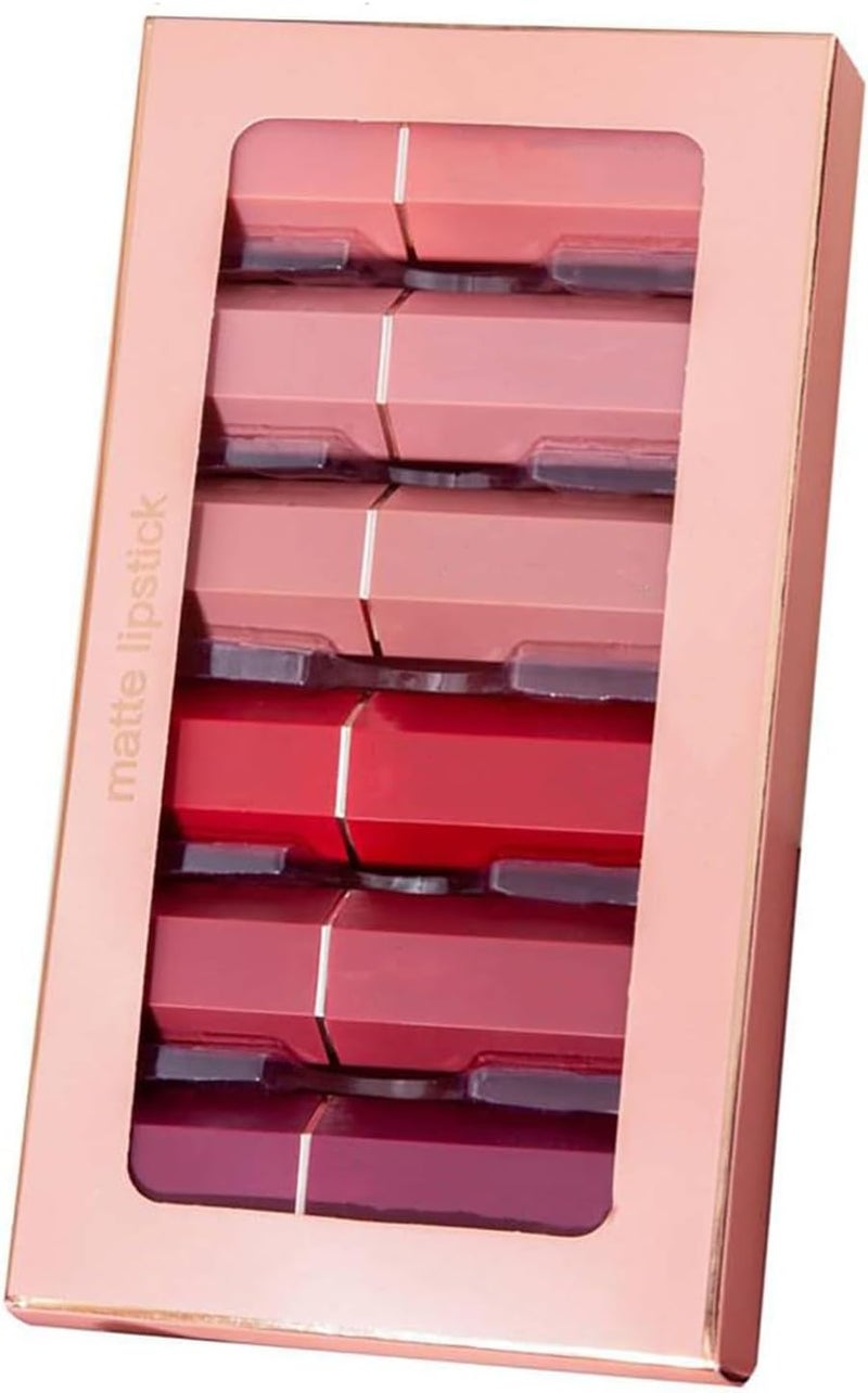 Matte Lipstick Set 6 Colors Nude Moisturizer Smooth Lipstick Long Lasting Waterproof Lipstick Makeup Gift Set
