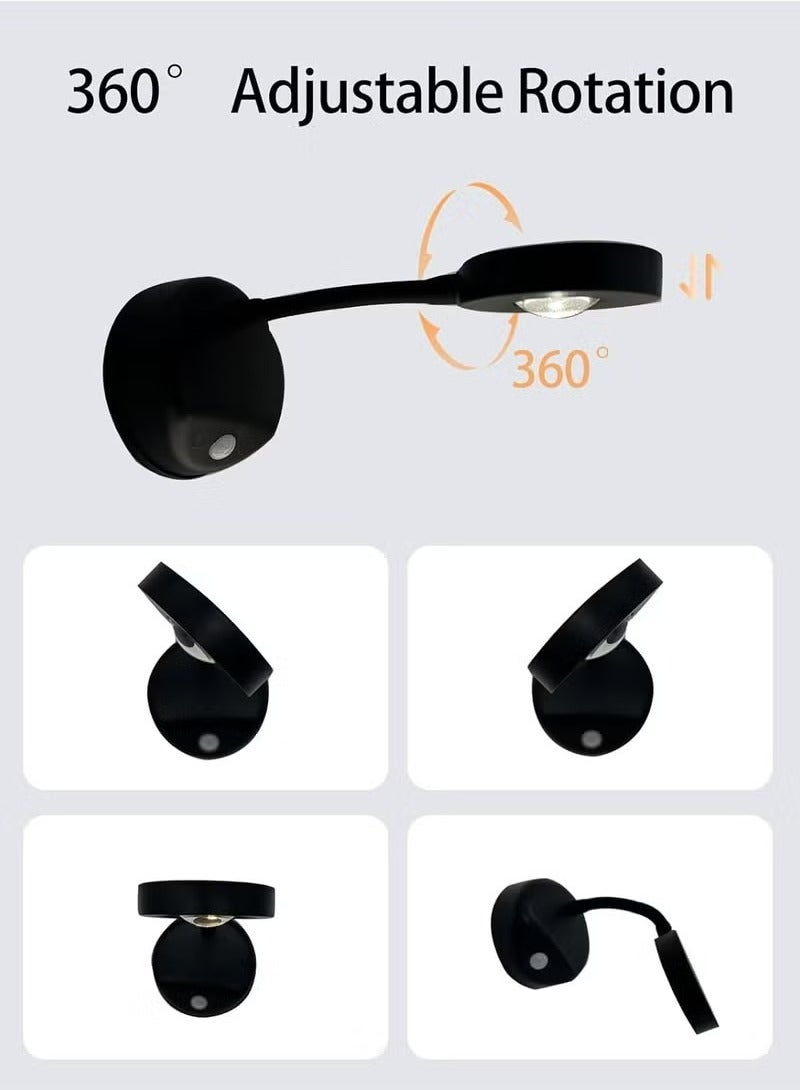 Motion Sensor Picture Light LED Cat-Eye Bulb Wall Sconce, Stick on Display Accent Lighting Dimmable 360° Rotation Rechargeable for Paintings  - Image 4