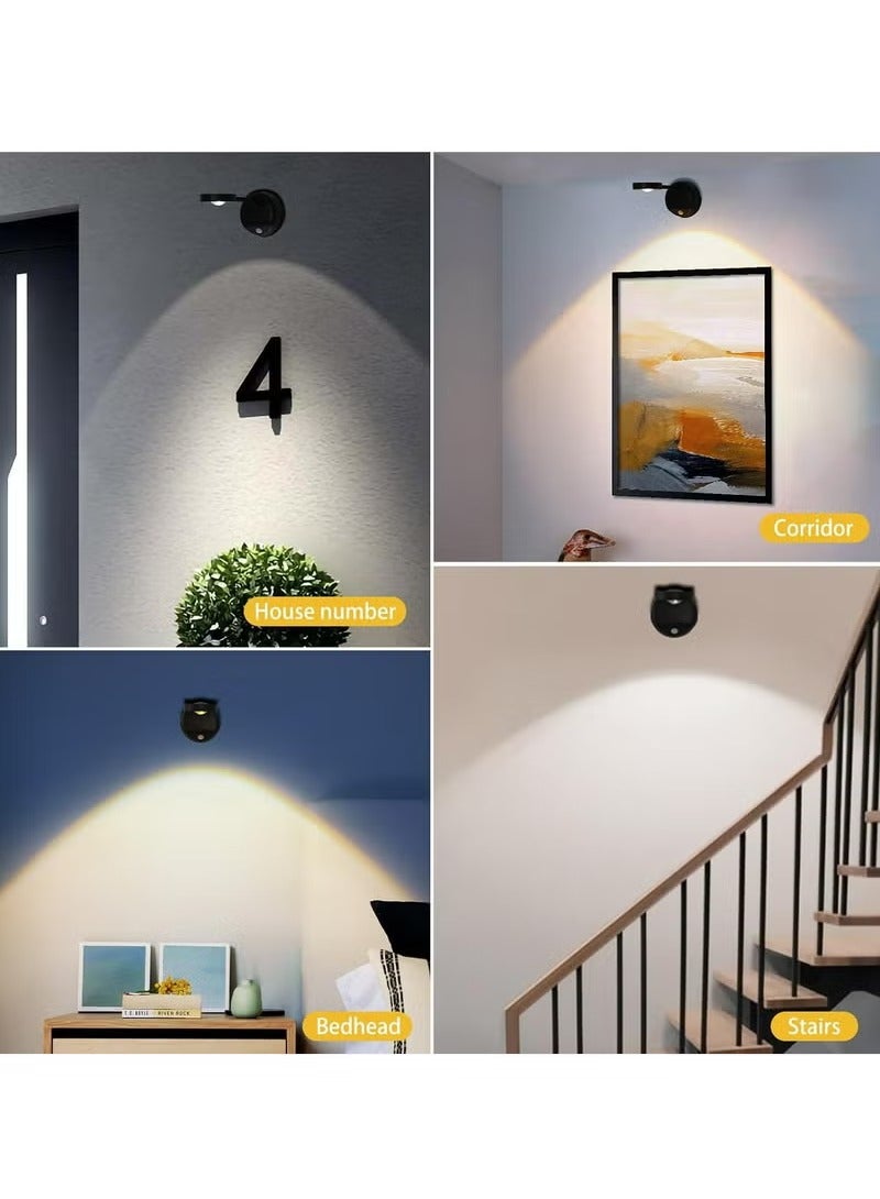 Motion Sensor Picture Light LED Cat-Eye Bulb Wall Sconce, Stick on Display Accent Lighting Dimmable 360° Rotation Rechargeable for Paintings  - Image 5