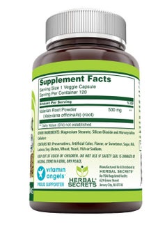 Herbal Secrets Valerian Root 500mg 120 Veggie Capsules  - Image 2