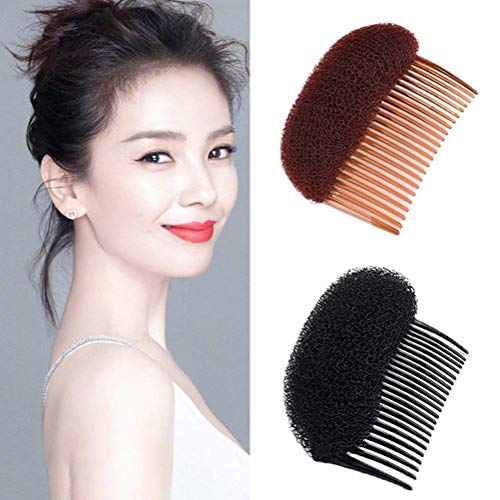 NaRaMax 2PCS Hair Clip with Sponge Base Inserts, Bump It Up Pads, Bun Maker, Styling Accessories, Charming Comb Braid Tool (Brown) - Image 4