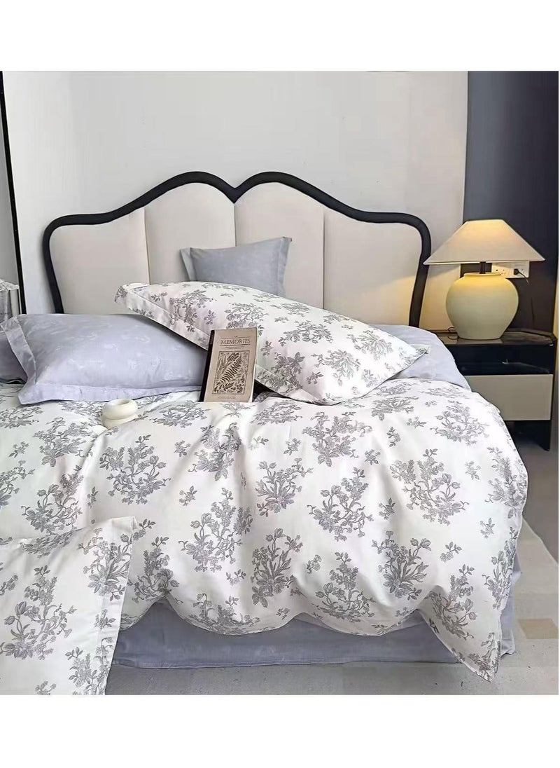llwoo Super King Size Duvet Cover Set Hotel Luxury Feel Bedding Set Cotton Material Bedding Set Fad and Wrinkle Resistant Set Include 1 Fitted Bed Sheet 1 Duvet Cover and 4 Pillowcases 220x240c 