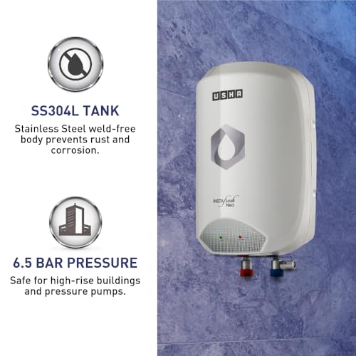 Usha Instafesh Neo 3 Litre Instant Water Heater (White), Wall Mounting - Image 4