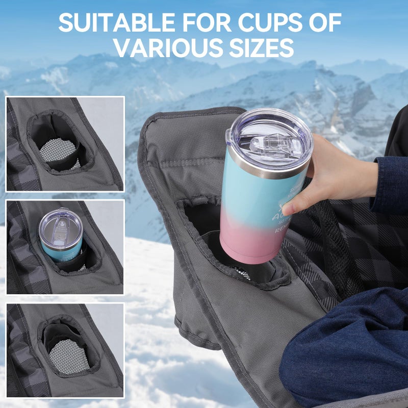Huskfirm Double Camping Chair Padded 2 Person Camping Chair Camping Loveseat - Heavy Duty Oversized Camping Couch for Adults Outdoor Lawn Beach - Portable Folding Sofa with Cup Holders and Carry Bag, Grey - Image 5