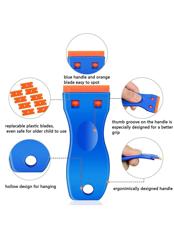 4 Pcs Plastic Razor Blade Scraper and 100 Pcs Plastic Blades Kit No Scratch Car Window Glass Wood Sticker Removal Floor Stove Kitchen Vinyl Adhesive Decal Tape Cleanings - Image 3