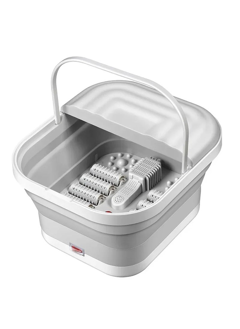 MARGOUN - Electric Roldable Foot Spa Infrared Vibrating Bath Massager Soothing Rollers Collapsible Foot Spa Bath Pedicure with Heat / Greyish White - Image 1