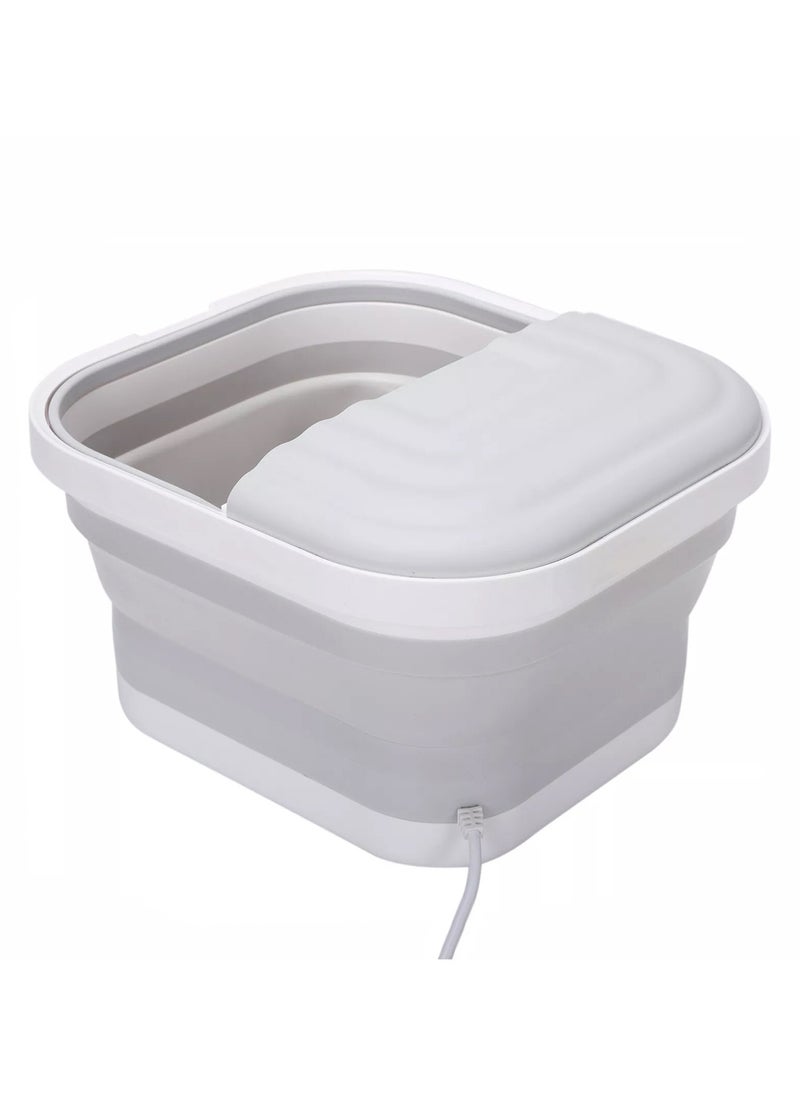 MARGOUN - Electric Roldable Foot Spa Infrared Vibrating Bath Massager Soothing Rollers Collapsible Foot Spa Bath Pedicure with Heat / Greyish White - Image 1