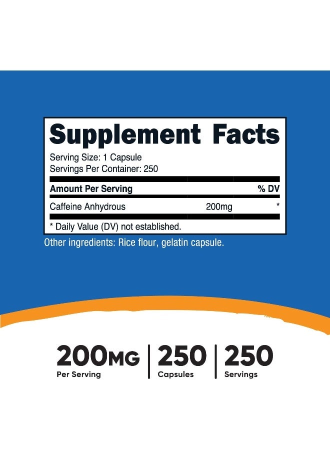 Nutricost Natural Caffeine 200mg, 250 Veggie Capsules - Gluten Free, Non-GMO - Image 2